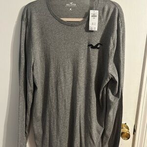 Hollister Gray Long Sleeve Tee Classic Crew